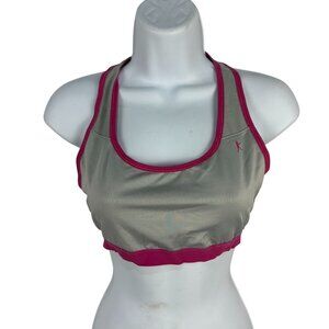 Danskin Now Womens Racerback Sports Bra Large Gray & Pink